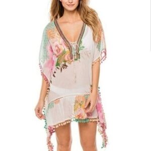 Z&L Europe bohemian swim cover up. Colorful, whimsical. 100% cotton. OS